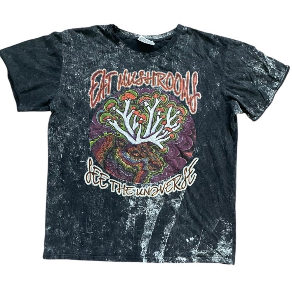 No Time "Eat Mushrooms See the Universe" Grey T-shirt XL 420 Beach Festival boho